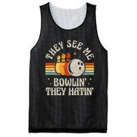 They See Me Bowlin They Hatin Retro Team Bowler Bowling 60s 70s Mesh Reversible Basketball Jersey Tank