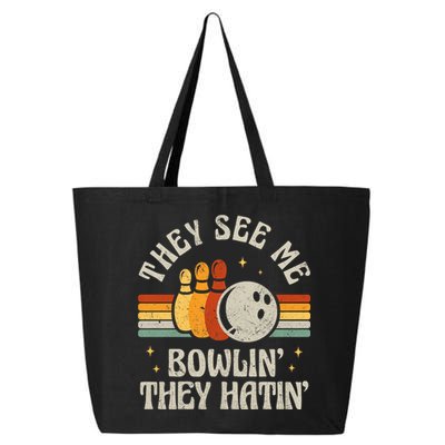 They See Me Bowlin They Hatin Retro Team Bowler Bowling 60s 70s 25L Jumbo Tote