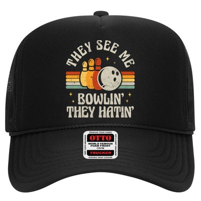 They See Me Bowlin They Hatin Retro Team Bowler Bowling 60s 70s Trucker Hat