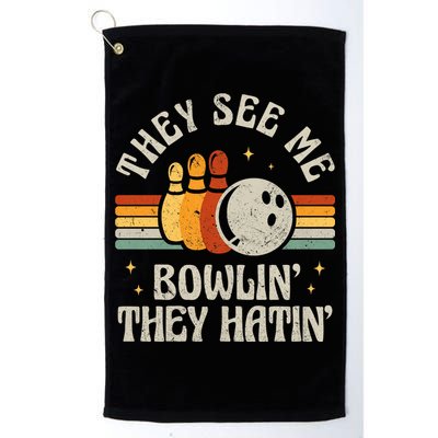 They See Me Bowlin They Hatin Retro Team Bowler Bowling 60s 70s Golf Towel