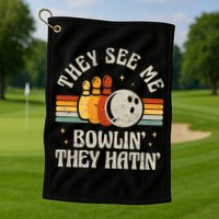 They See Me Bowlin They Hatin Retro Team Bowler Bowling 60s 70s Golf Towel