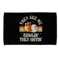They See Me Bowlin They Hatin Retro Team Bowler Bowling 60s 70s Microfiber Hand Towel