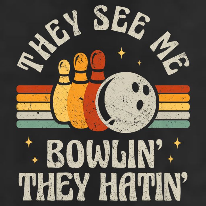 They See Me Bowlin They Hatin Retro Team Bowler Bowling 60s 70s Microfiber Hand Towel