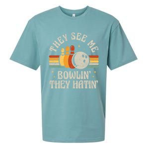 They See Me Bowlin They Hatin Retro Team Bowler Bowling 60s 70s Sueded Cloud Jersey T-Shirt