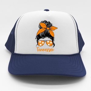 TennesseeTri Stars Messy Bun Hair Orange White Trucker Hat