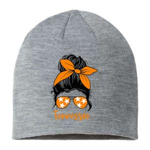 TennesseeTri Stars Messy Bun Hair Orange White Sustainable Beanie