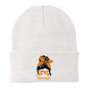 TennesseeTri Stars Messy Bun Hair Orange White Knit Cap Winter Beanie