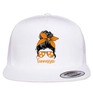 TennesseeTri Stars Messy Bun Hair Orange White Flat Bill Trucker Hat