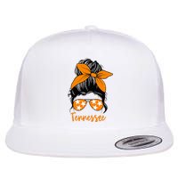 TennesseeTri Stars Messy Bun Hair Orange White Flat Bill Trucker Hat