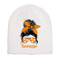 TennesseeTri Stars Messy Bun Hair Orange White Short Acrylic Beanie