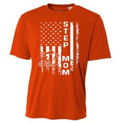 Triathlon Step Mom American Flag Vintage Christmas Xmas Gift Cooling Performance Crew T-Shirt