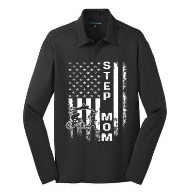 Triathlon Step Mom American Flag Vintage Christmas Xmas Gift Silk Touch Performance Long Sleeve Polo