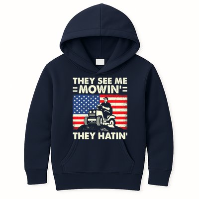 They See Me Mowing They Hatin Funny Lawn Mowing Kids Hoodie