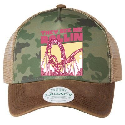 They See Me Rollin Funny Roller Coaster Legacy Tie Dye Trucker Hat