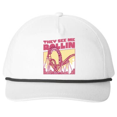 They See Me Rollin Funny Roller Coaster Snapback Five-Panel Rope Hat