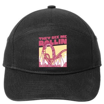 They See Me Rollin Funny Roller Coaster 7-Panel Snapback Hat