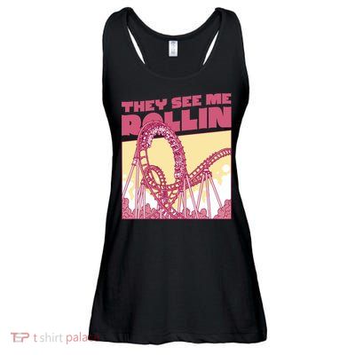 They See Me Rollin Funny Roller Coaster Ladies Essential Flowy Tank