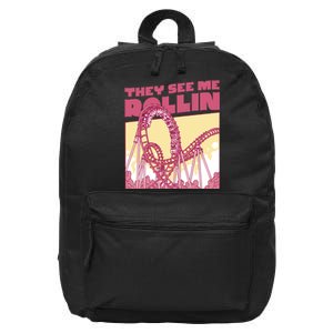 They See Me Rollin Funny Roller Coaster 16 in Basic Backpack