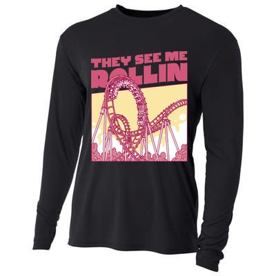 They See Me Rollin Funny Roller Coaster Cooling Performance Long Sleeve Crew