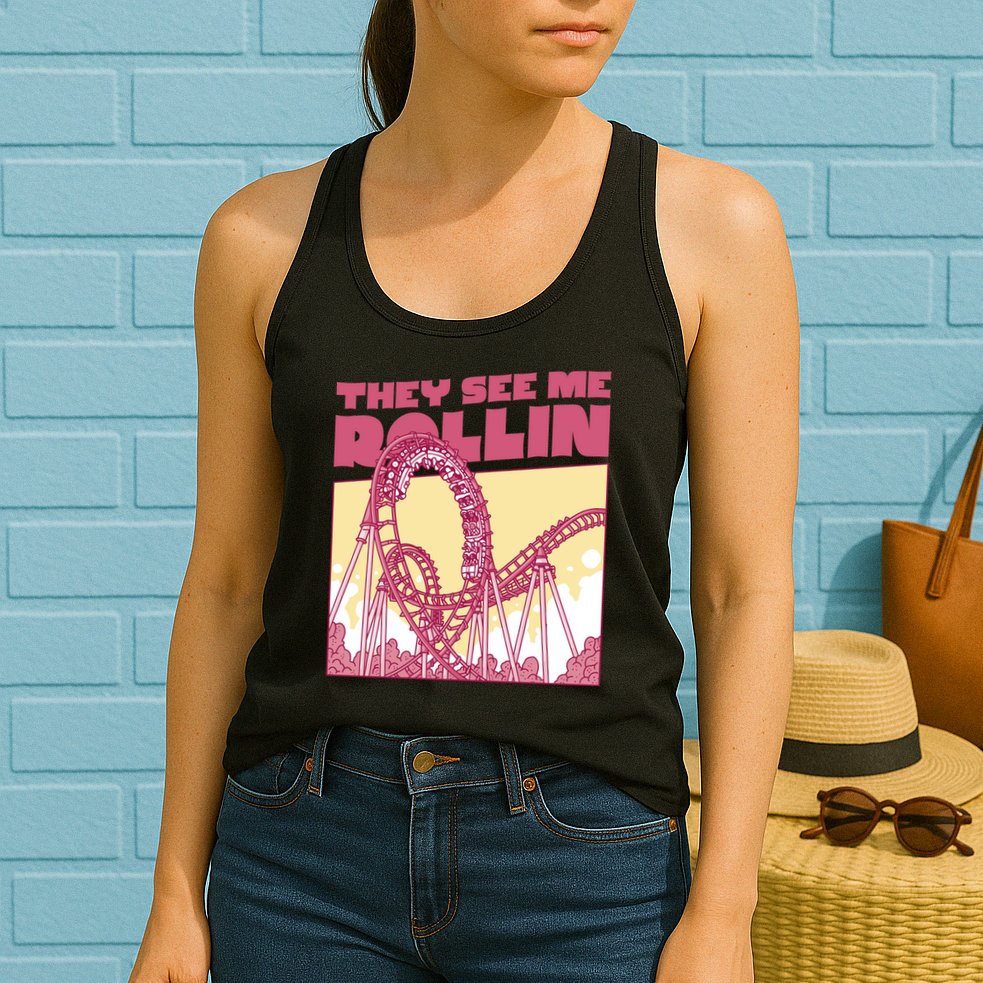 They See Me Rollin Funny Roller Coaster Womens Tank Top