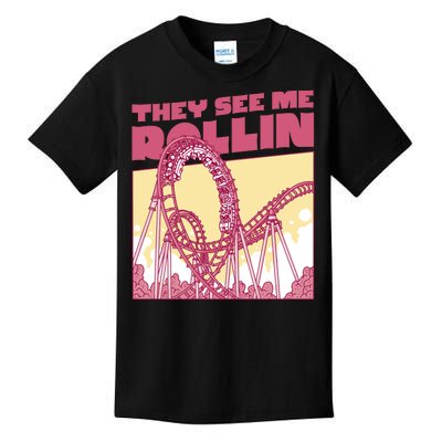 They See Me Rollin Funny Roller Coaster Kids T-Shirt