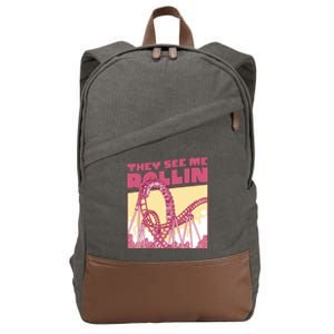 They See Me Rollin Funny Roller Coaster Cotton Canvas Backpack