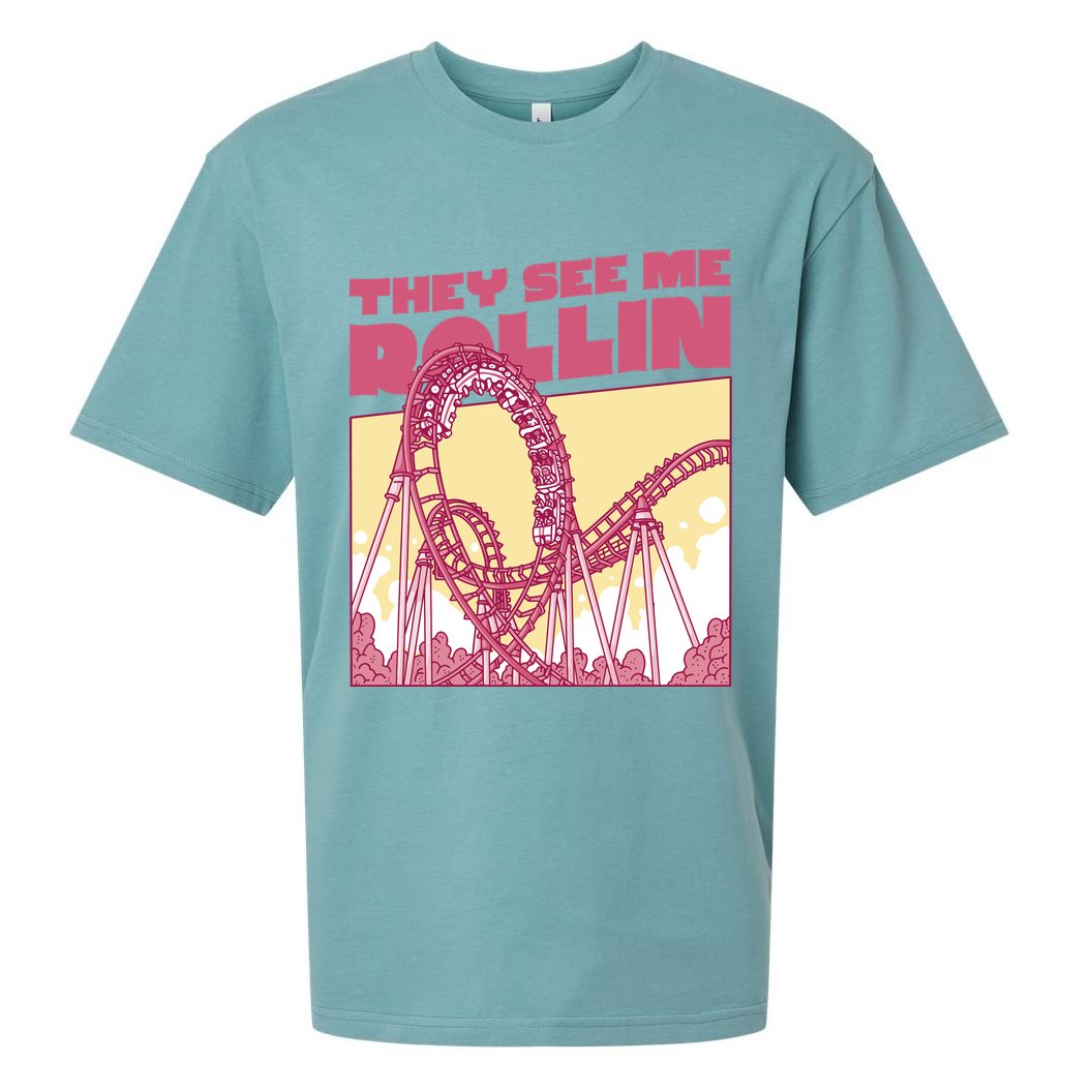They See Me Rollin Funny Roller Coaster Sueded Cloud Jersey T-Shirt