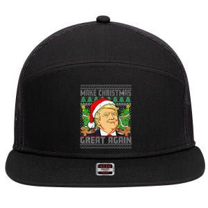 Trump Santa Make Christmas Great Again Trump President 47 7 Panel Mesh Trucker Snapback Hat