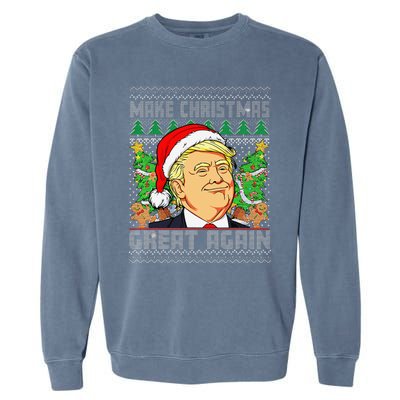 Trump Santa Make Christmas Great Again Trump President 47 Garment-Dyed Sweatshirt