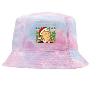 Trump Santa Make Christmas Great Again Trump President 47 Tie-Dyed Bucket Hat