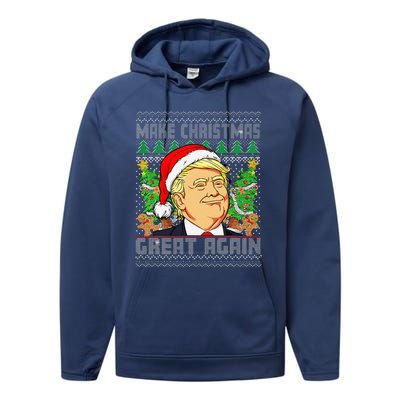 Trump Santa Make Christmas Great Again Trump President 47 Performance Fleece Hoodie