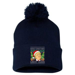 Trump Santa Make Christmas Great Again Trump President 47 Pom Pom 12in Knit Beanie