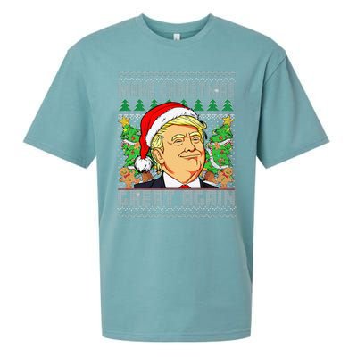 Trump Santa Make Christmas Great Again Trump President 47 Sueded Cloud Jersey T-Shirt