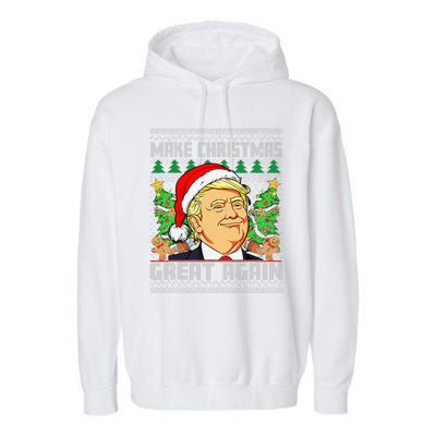 Trump Santa Make Christmas Great Again Trump President 47 Garment-Dyed Fleece Hoodie