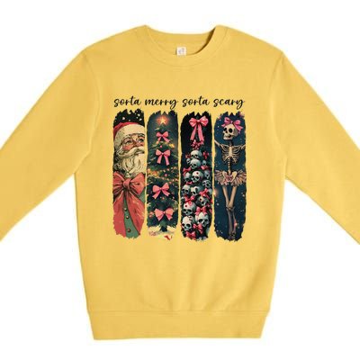 Trendy Sorta Merry Sorta Scary Christmas Tree Premium Crewneck Sweatshirt