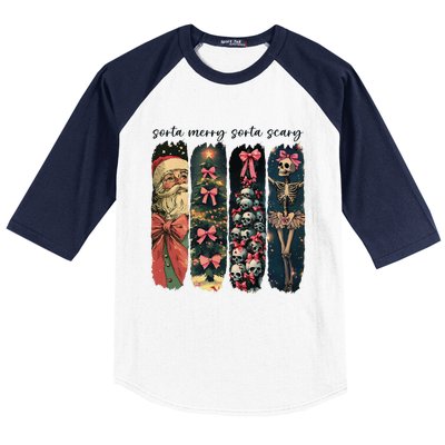 Trendy Sorta Merry Sorta Scary Christmas Tree Baseball Sleeve Shirt