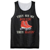 They See Me Rollin They Hatin Roller Skating Skate Skater Mesh Reversible Basketball Jersey Tank