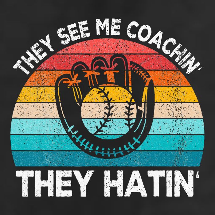 They See Me Coachin Softball Coach Softball Team Coach 7 Panel Mesh Trucker Snapback Hat