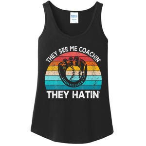 They See Me Coachin Softball Coach Softball Team Coach Ladies Essential Tank