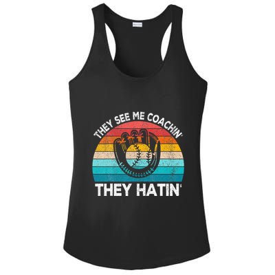 They See Me Coachin Softball Coach Softball Team Coach Ladies PosiCharge Competitor Racerback Tank