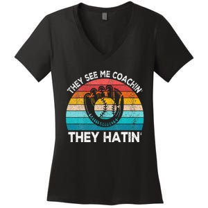 They See Me Coachin Softball Coach Softball Team Coach Women's V-Neck T-Shirt