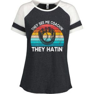 They See Me Coachin Softball Coach Softball Team Coach Enza Ladies Jersey Colorblock Tee