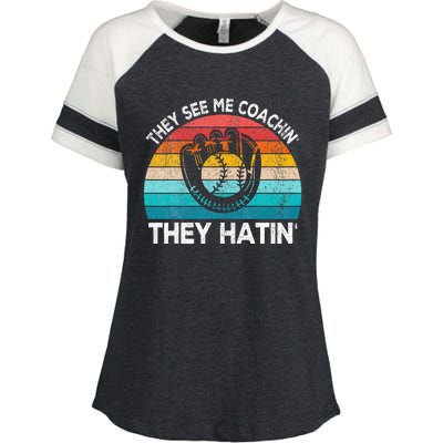 They See Me Coachin Softball Coach Softball Team Coach Enza Ladies Jersey Colorblock Tee