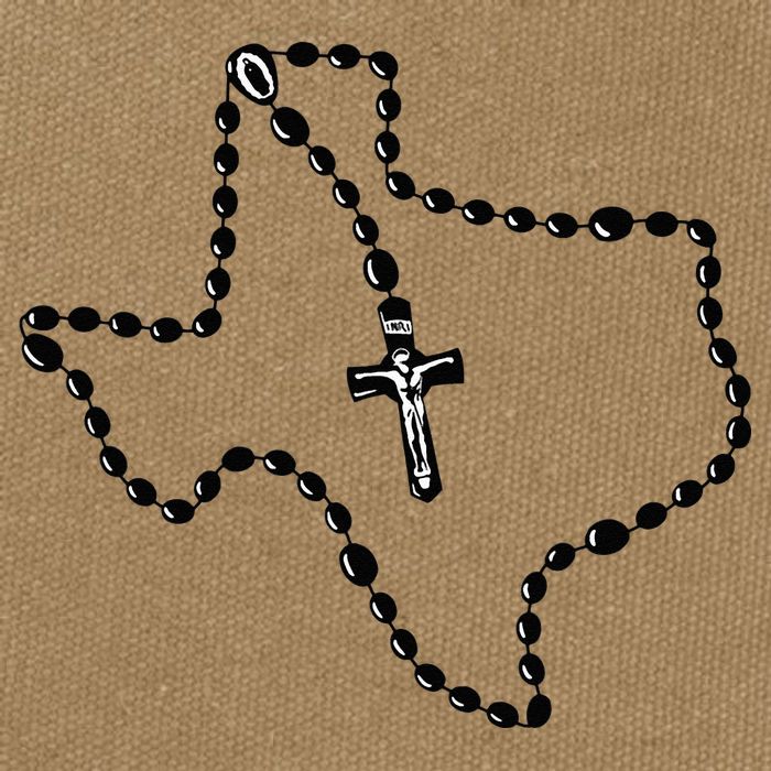 Texas State Map Catholic Rosary Cotton Canvas Backpack