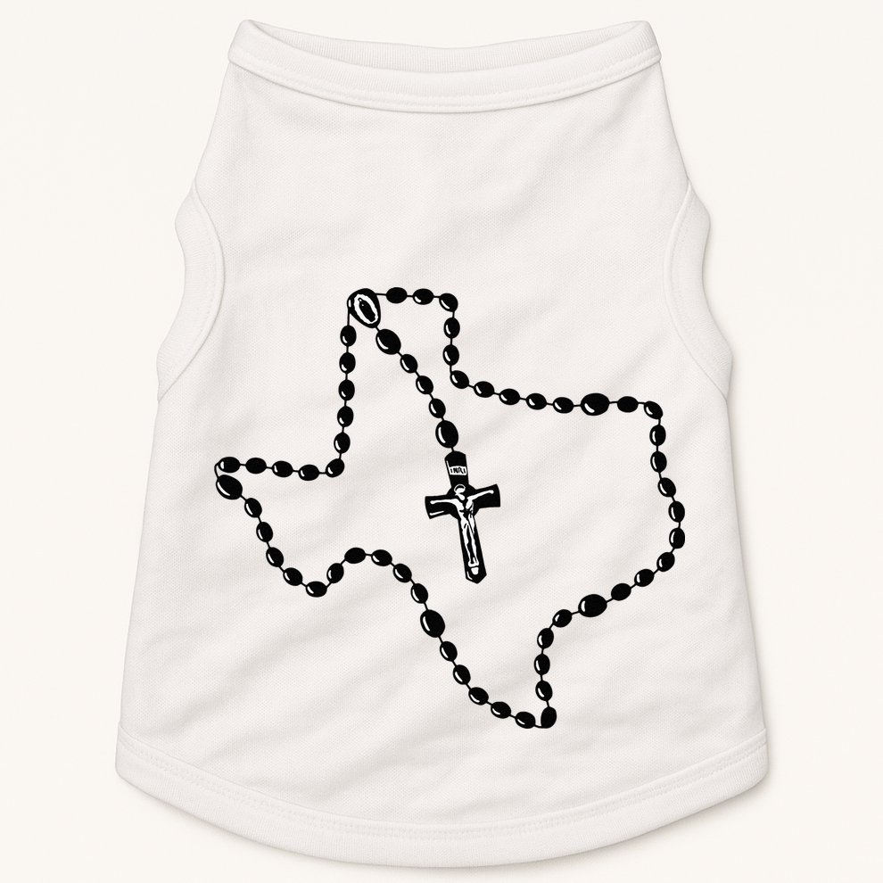 Texas State Map Catholic Rosary Doggie Tank