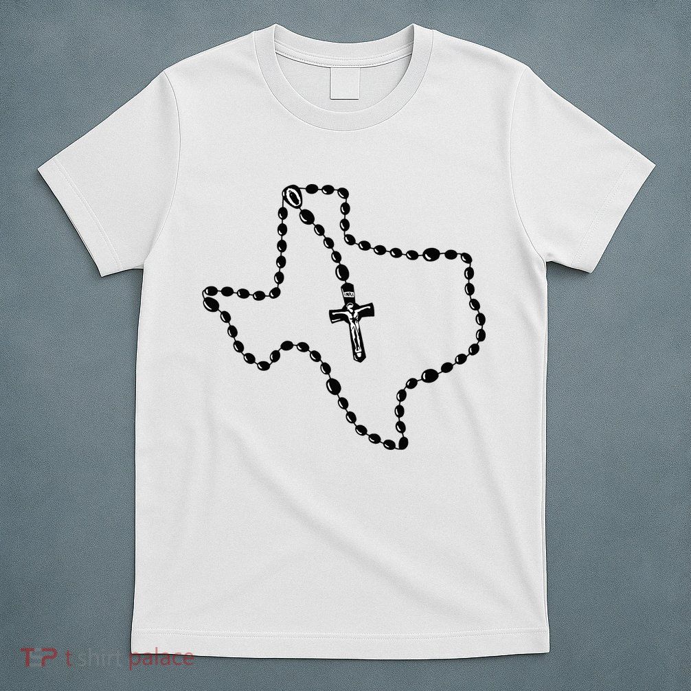 Texas State Map Catholic Rosary T-Shirt