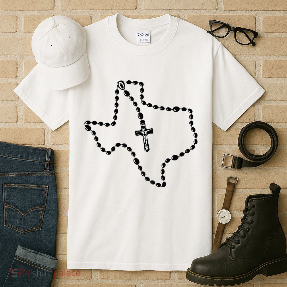 Texas State Map Catholic Rosary Tall T-Shirt