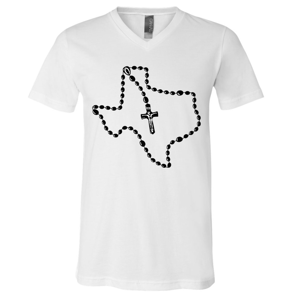 Texas State Map Catholic Rosary V-Neck T-Shirt