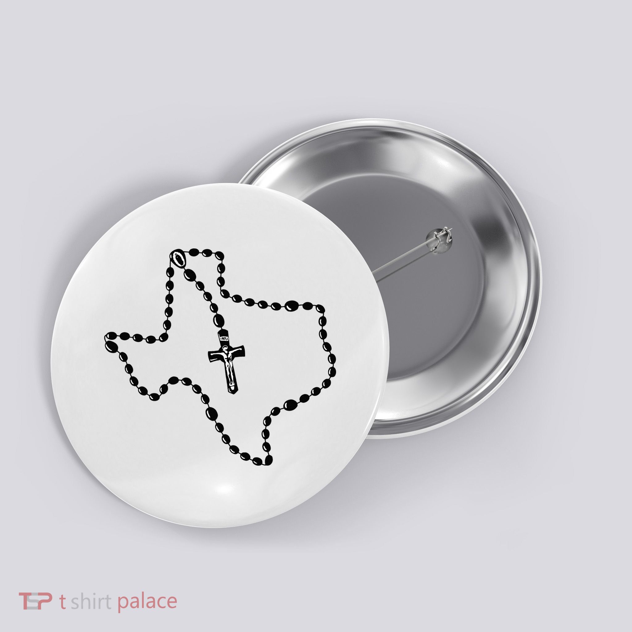 Texas State Map Catholic Rosary Button