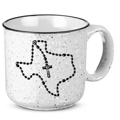 Texas State Map Catholic Rosary 15oz Campfire Ceramic Mug